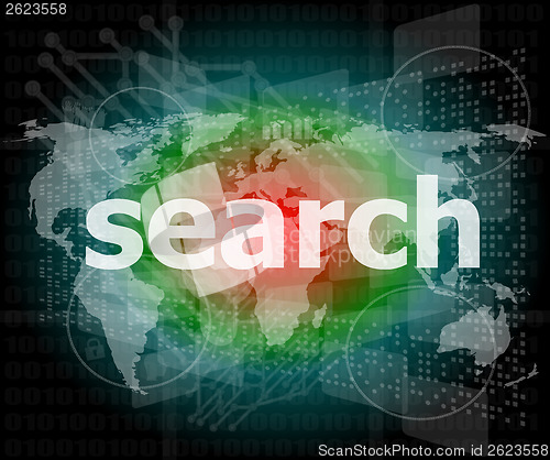 Image of SEO web development concept: words Search on digital background