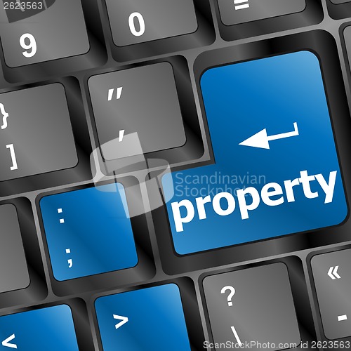 Image of property message on keyboard enter key, to illustrate the concepts of copyright