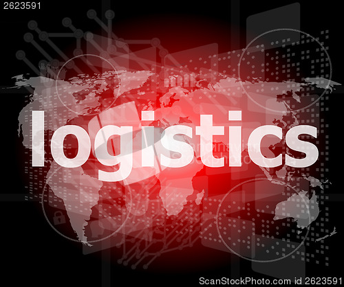 Image of business concept: logistics word on digital screen