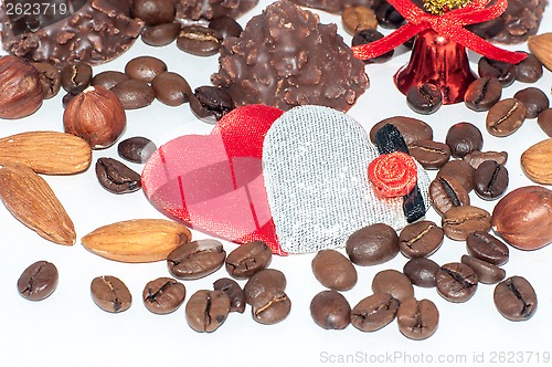 Image of Heart chocolate candy on Valentines day.