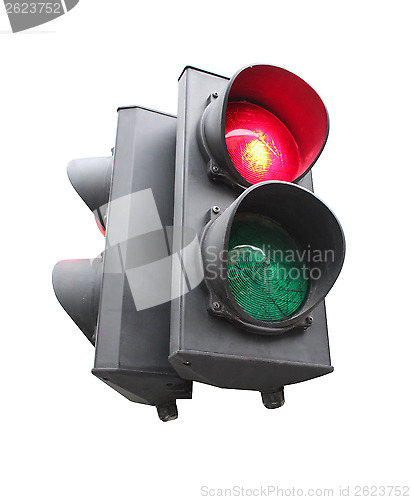 Image of traffic lights isolated on the white background