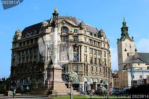 Image of Monument of polish poet Adam Mickiewicz in Lviv