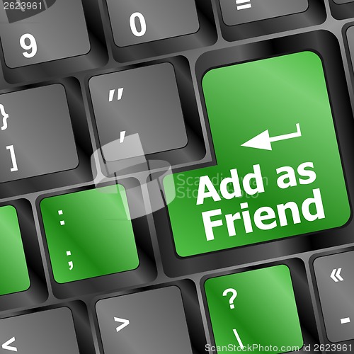 Image of Social media concept: Keyboard with Add As Friend button