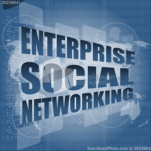 Image of enterprise social networking, interface hi technology, touch screen