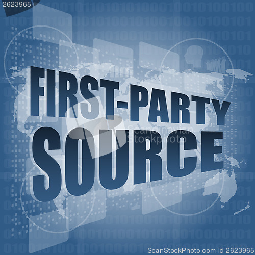 Image of first party source words on digital touch screen interface