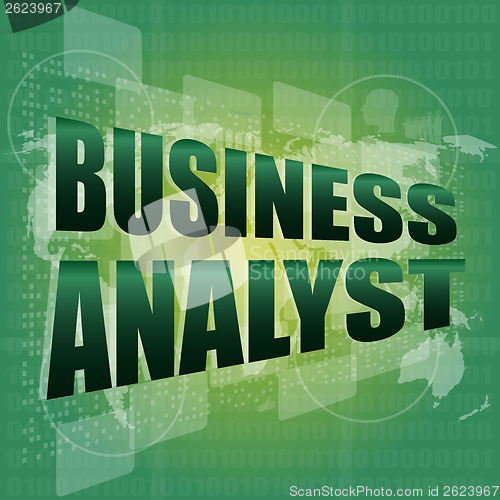 Image of business concept, business analyst digital touch screen interface