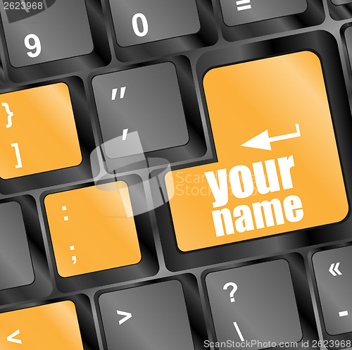 Image of your name button on keyboard key close-up