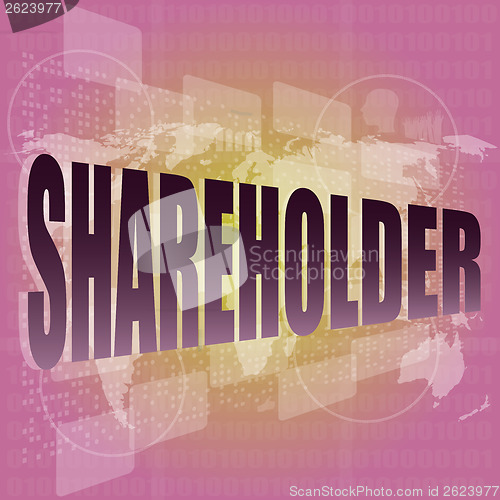 Image of shareholding, internet marketing, business digital touch screen interface