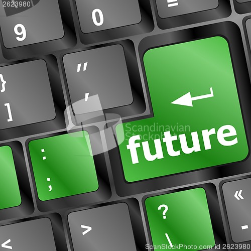 Image of future key or keyboard showing forecast or investment concept