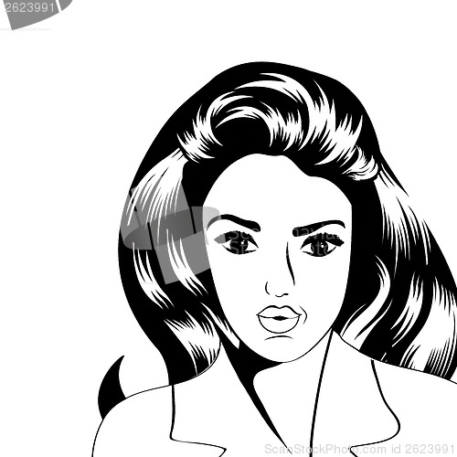 Image of cute retro woman in comics style