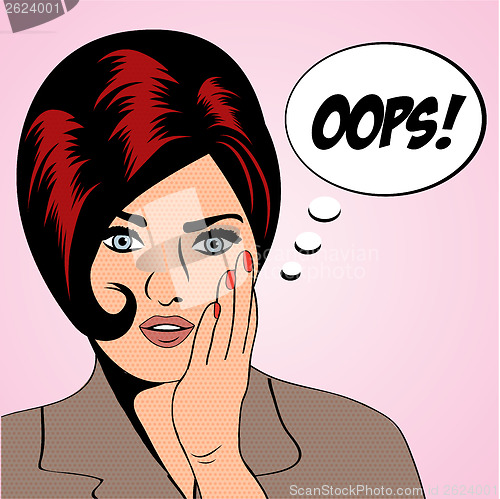 Image of cute retro woman in comics style