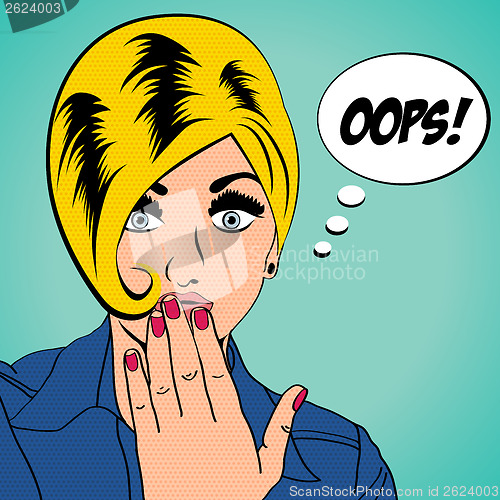 Image of cute retro woman in comics style