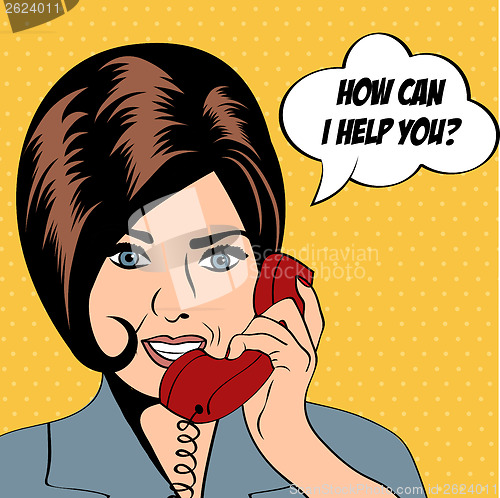 Image of woman chatting on the phone, pop art illustration