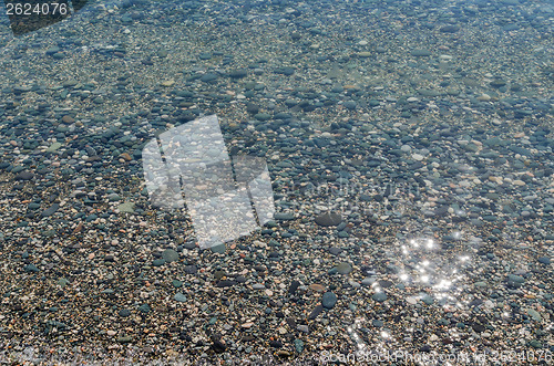 Image of rounded stones under water