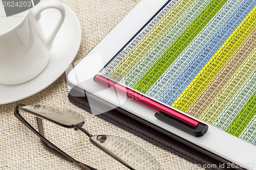 Image of data spreadsheet on digital tablet
