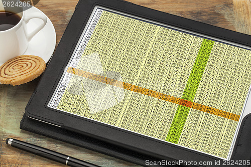 Image of data spreadsheet on digital tablet