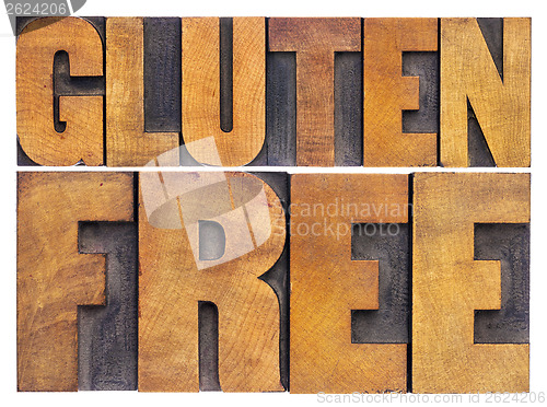 Image of gluten free words in wood type