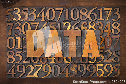 Image of data word in wood type