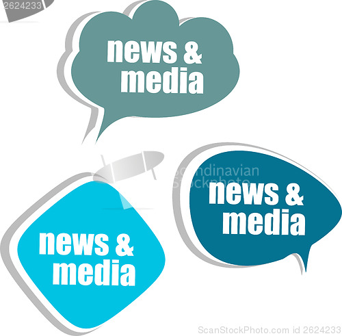 Image of news and media. Set of stickers, labels, tags. Template for infographics