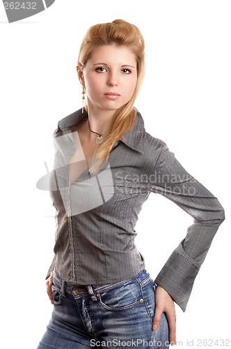 Image of Blonde  girl on white background