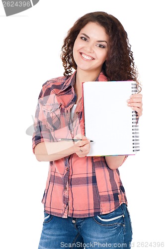 Image of Woman holding blank