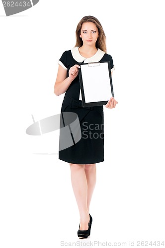 Image of Woman holding blank