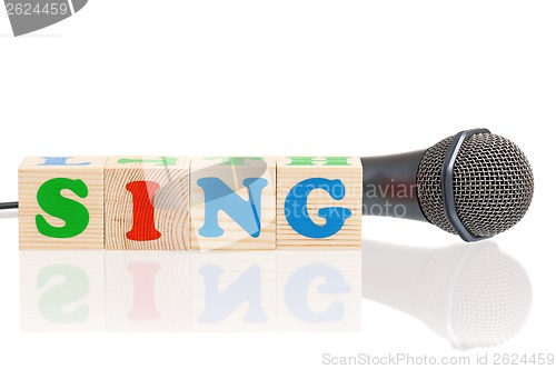 Image of Microphone and word Sing