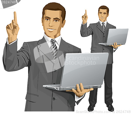 Image of Vector Business Man Shows Something With Finger