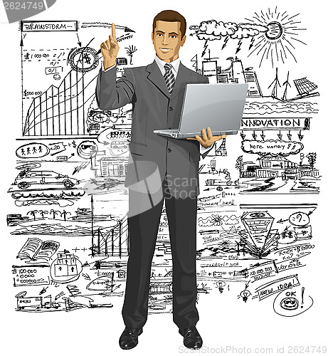 Image of Vector Business Man Shows Something With Finger