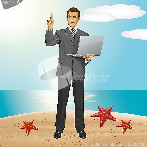 Image of Vector Business Man Shows Something With Finger