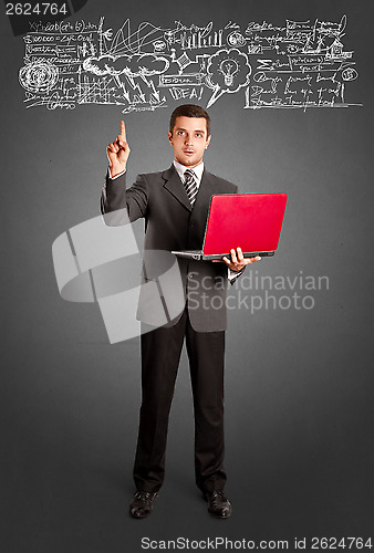 Image of Business Man Shows Something With Finger