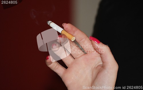 Image of Hand with smoking cigarette