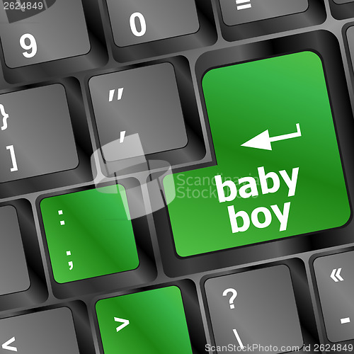 Image of baby boy message on keyboard enter key