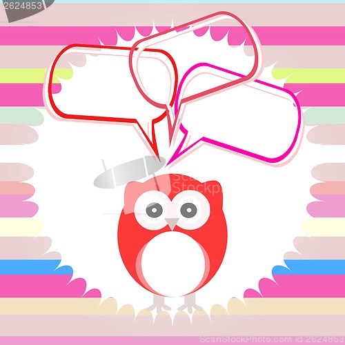 Image of Cute kids background with owls and abstract cloud set