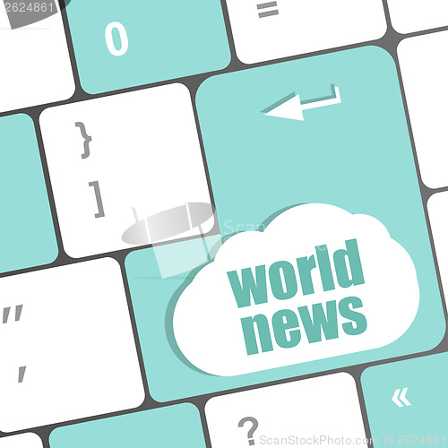 Image of words world news on computer keyboard key