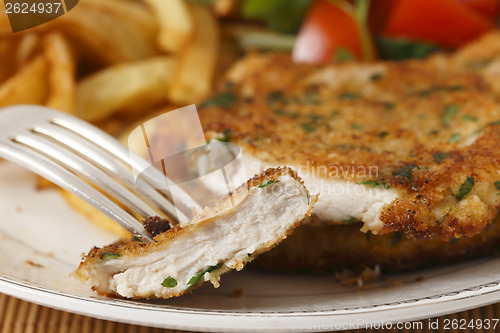 Image of Chicken schnitzel sliced closeup