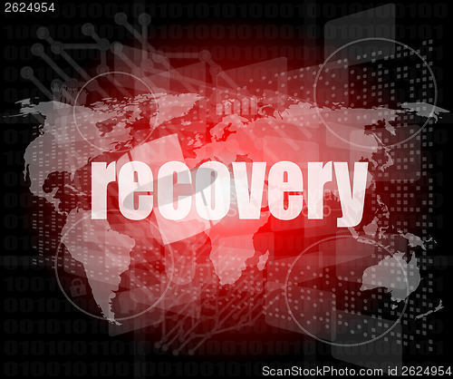 Image of Information concept: word recovery on digital background