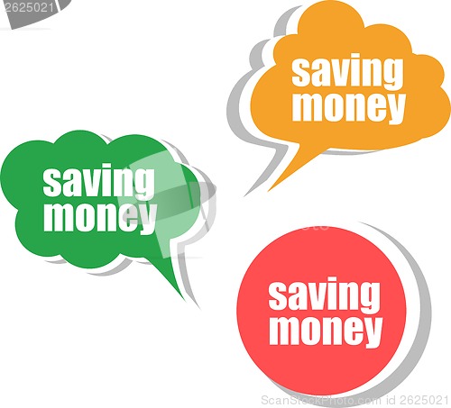 Image of saving money. Set of stickers, labels, tags. Business banners