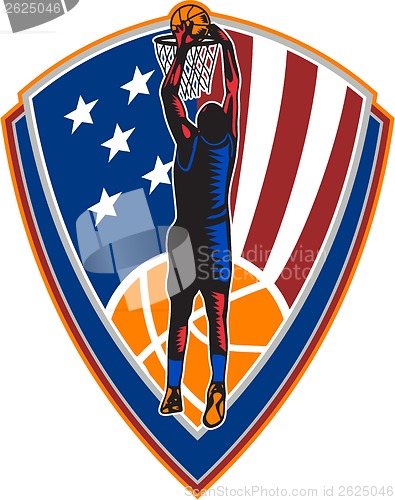 Image of American Basketball Player Dunk Ball Shield Retro