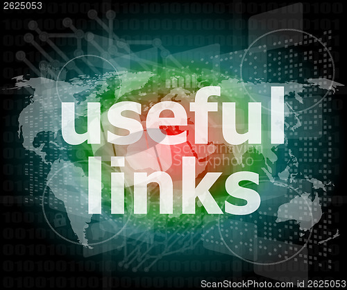 Image of SEO web design concept: useful links on digital background