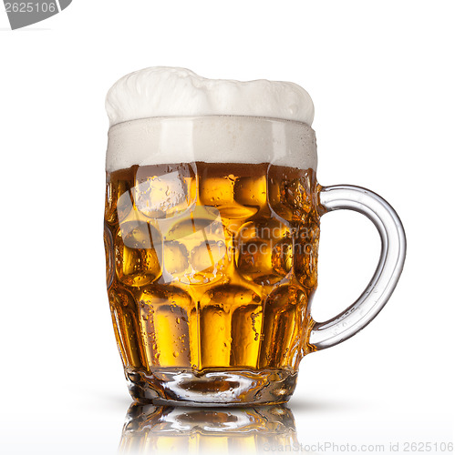 Image of Beer in glass isolated on white background