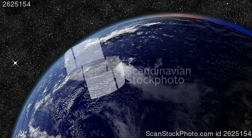 Image of Pacific ocean from space