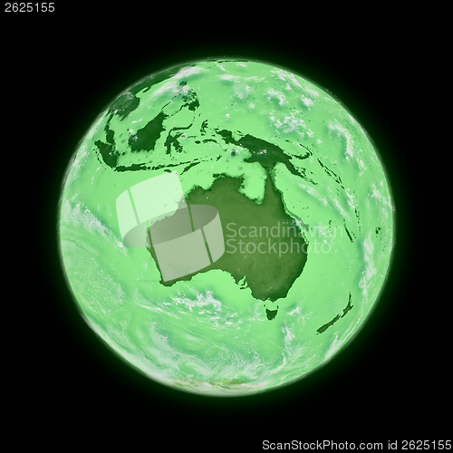 Image of Australia on green planet Earth