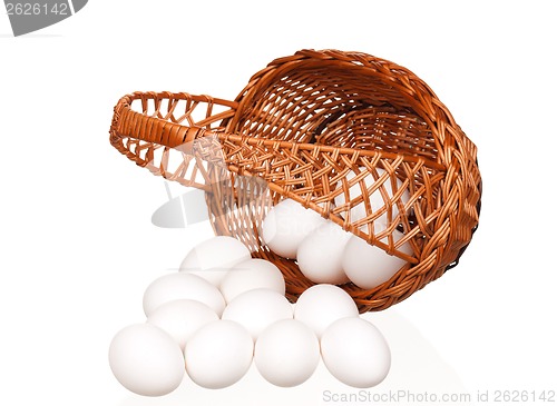 Image of Eggs in wicker basket