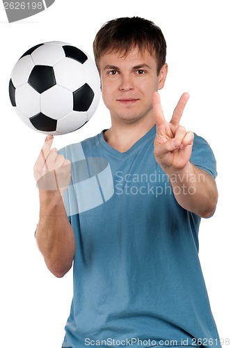 Image of Man with classic soccer ball