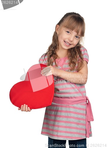 Image of Little girl with red heart