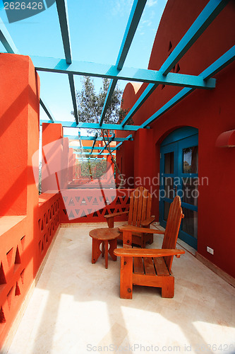 Image of Tropical balcony with sea view