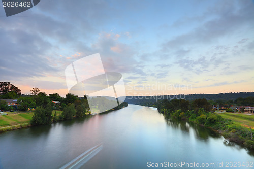 Image of Rural River Sunrise Morning Landscape 