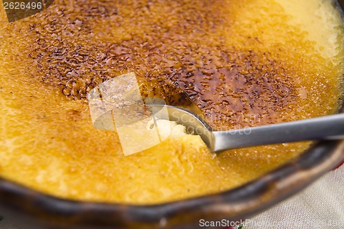 Image of French dessert - cream brulee, burnt cream 