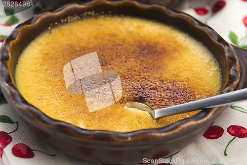 Image of French dessert - cream brulee, burnt cream 